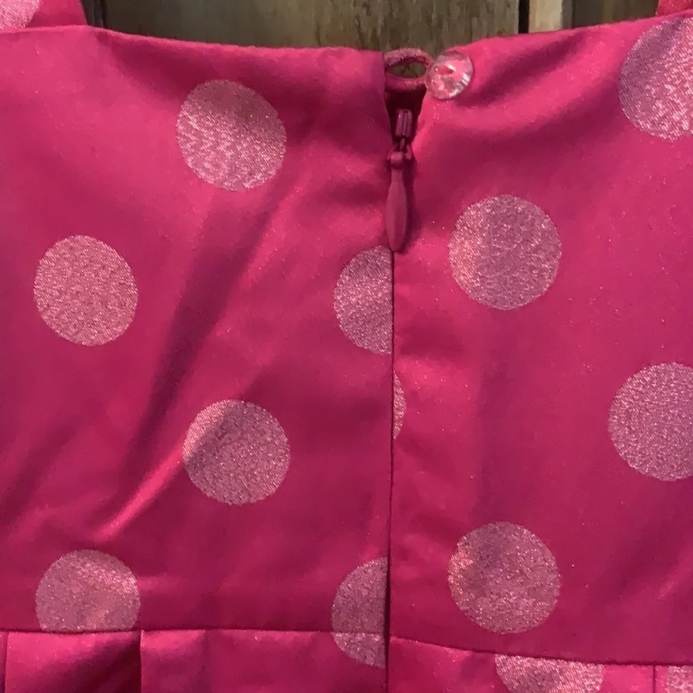 Gap pink shimmer polka dot party dress NWOT